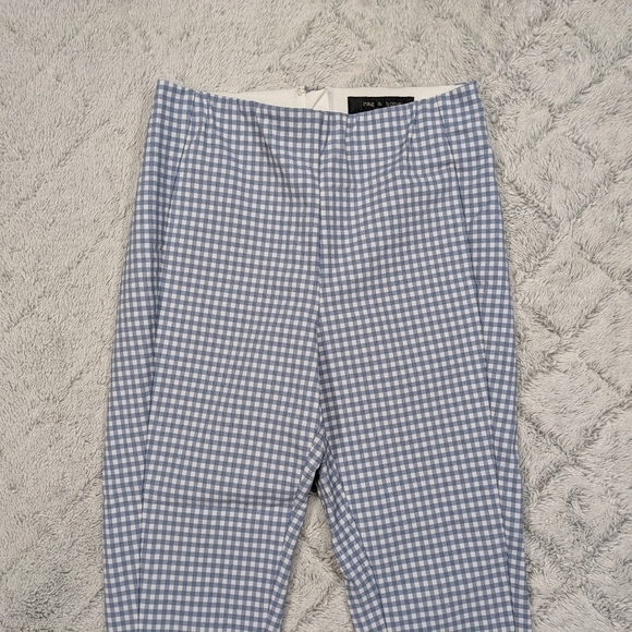 Rag & Bone Pants Women's 4 Blue White Gingham Check Simone Stretch Equestrian - Picture 2 of 9